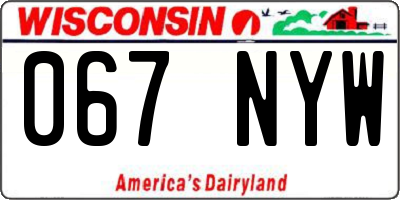 WI license plate 067NYW