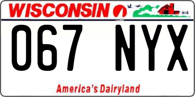 WI license plate 067NYX