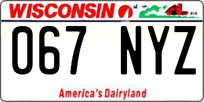 WI license plate 067NYZ