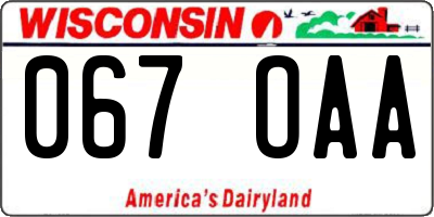 WI license plate 067OAA