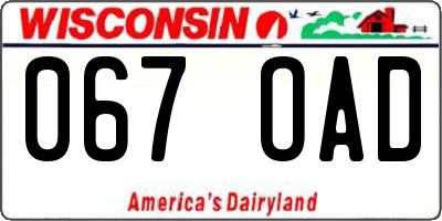 WI license plate 067OAD