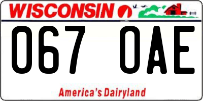 WI license plate 067OAE