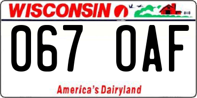 WI license plate 067OAF