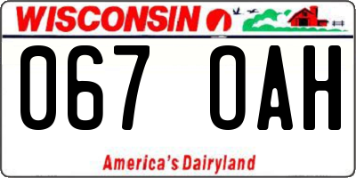 WI license plate 067OAH