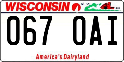 WI license plate 067OAI