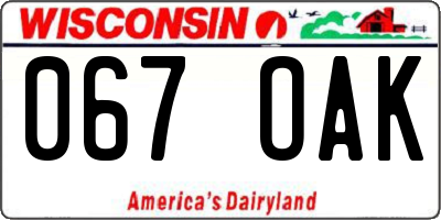 WI license plate 067OAK
