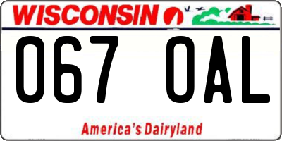 WI license plate 067OAL