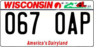 WI license plate 067OAP