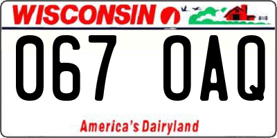 WI license plate 067OAQ