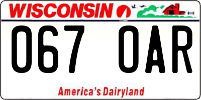 WI license plate 067OAR