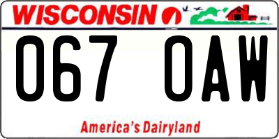 WI license plate 067OAW