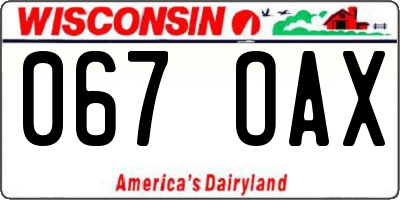 WI license plate 067OAX