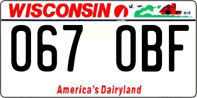 WI license plate 067OBF