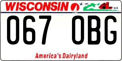 WI license plate 067OBG