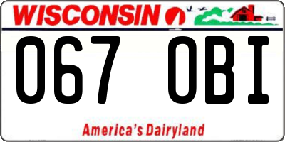 WI license plate 067OBI