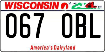 WI license plate 067OBL