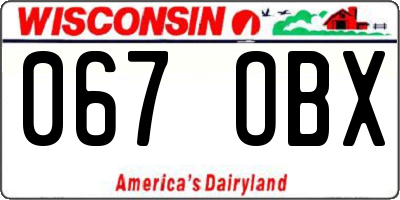 WI license plate 067OBX