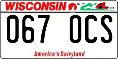 WI license plate 067OCS