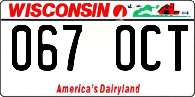 WI license plate 067OCT