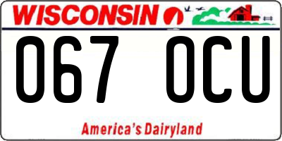 WI license plate 067OCU