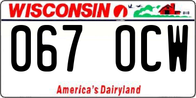 WI license plate 067OCW