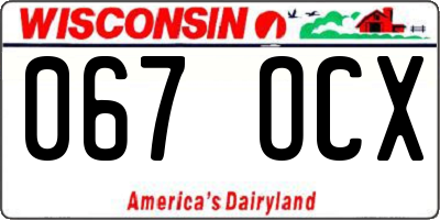 WI license plate 067OCX