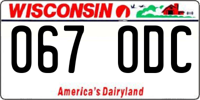 WI license plate 067ODC