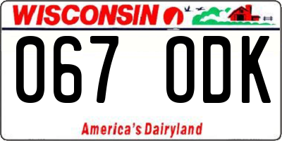 WI license plate 067ODK