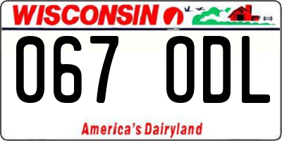 WI license plate 067ODL
