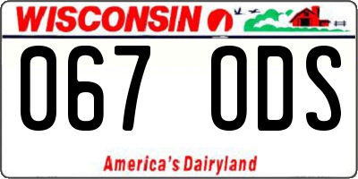 WI license plate 067ODS