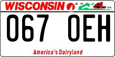 WI license plate 067OEH