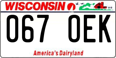 WI license plate 067OEK
