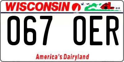 WI license plate 067OER