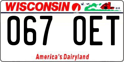 WI license plate 067OET