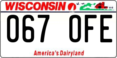 WI license plate 067OFE