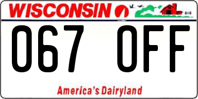 WI license plate 067OFF