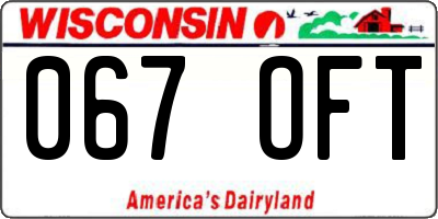 WI license plate 067OFT