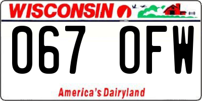 WI license plate 067OFW