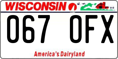 WI license plate 067OFX