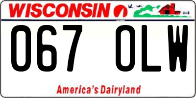 WI license plate 067OLW