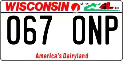WI license plate 067ONP