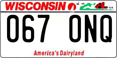 WI license plate 067ONQ