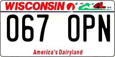 WI license plate 067OPN