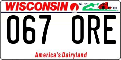 WI license plate 067ORE