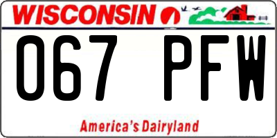 WI license plate 067PFW