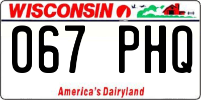 WI license plate 067PHQ