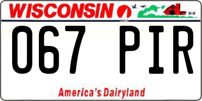 WI license plate 067PIR