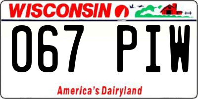 WI license plate 067PIW
