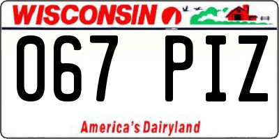 WI license plate 067PIZ