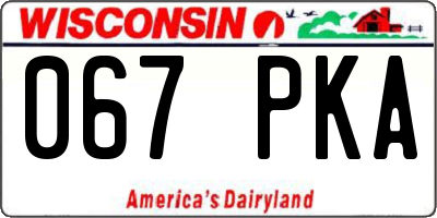 WI license plate 067PKA